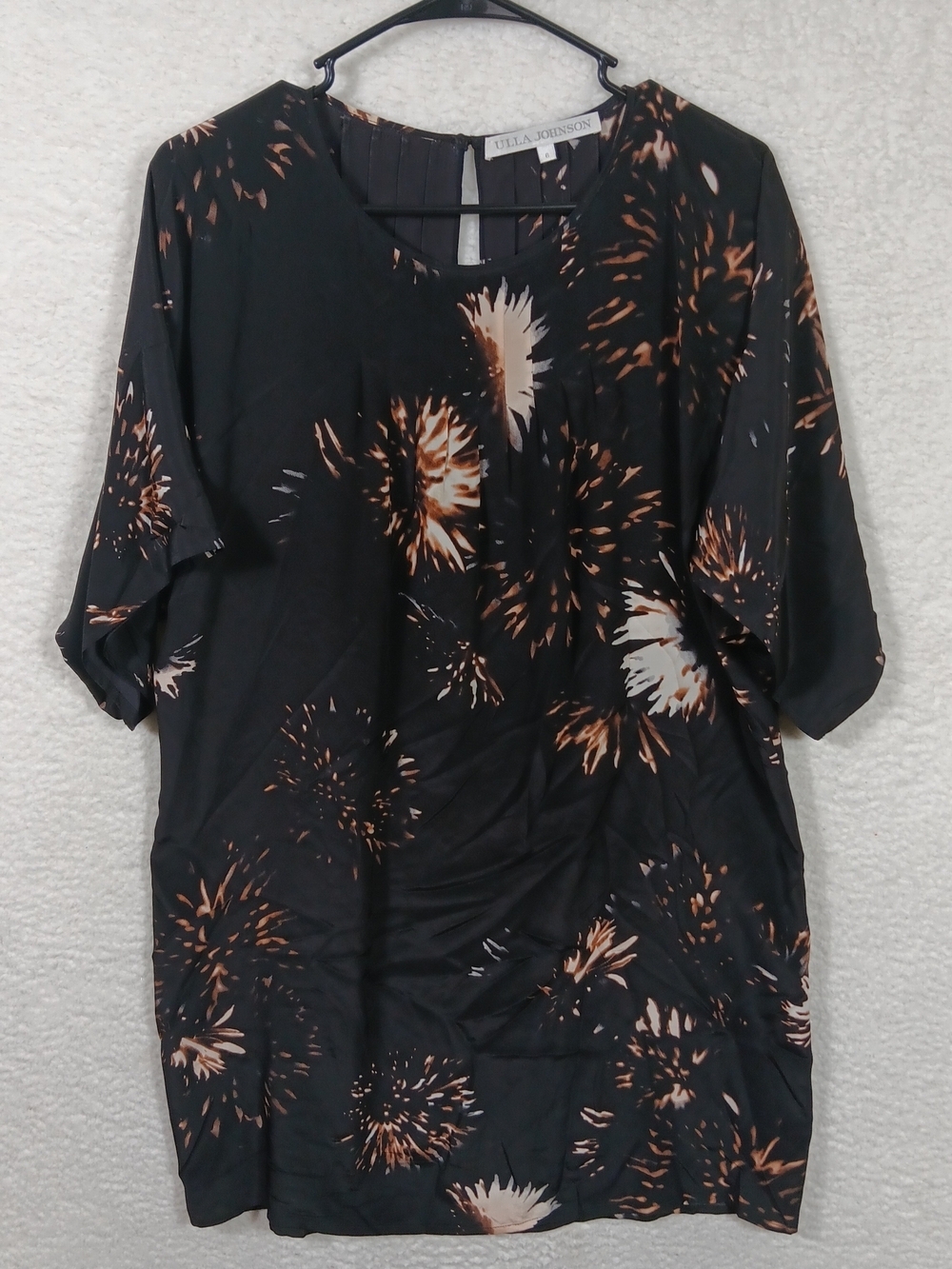 Ulla Johnson Dress Womens 6 Black Silk Midi Flowy Abstract Cover Up